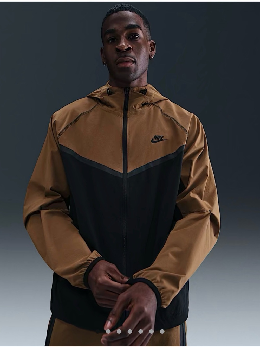 NWT Nike Men's XL Tech Full Zip hoodie Woven Jacket Mosswood Brown Windbreaker
